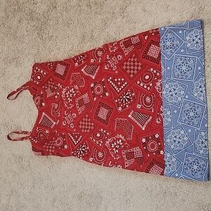 Rosie the Riveter Red Bandana Print Dress OOAK